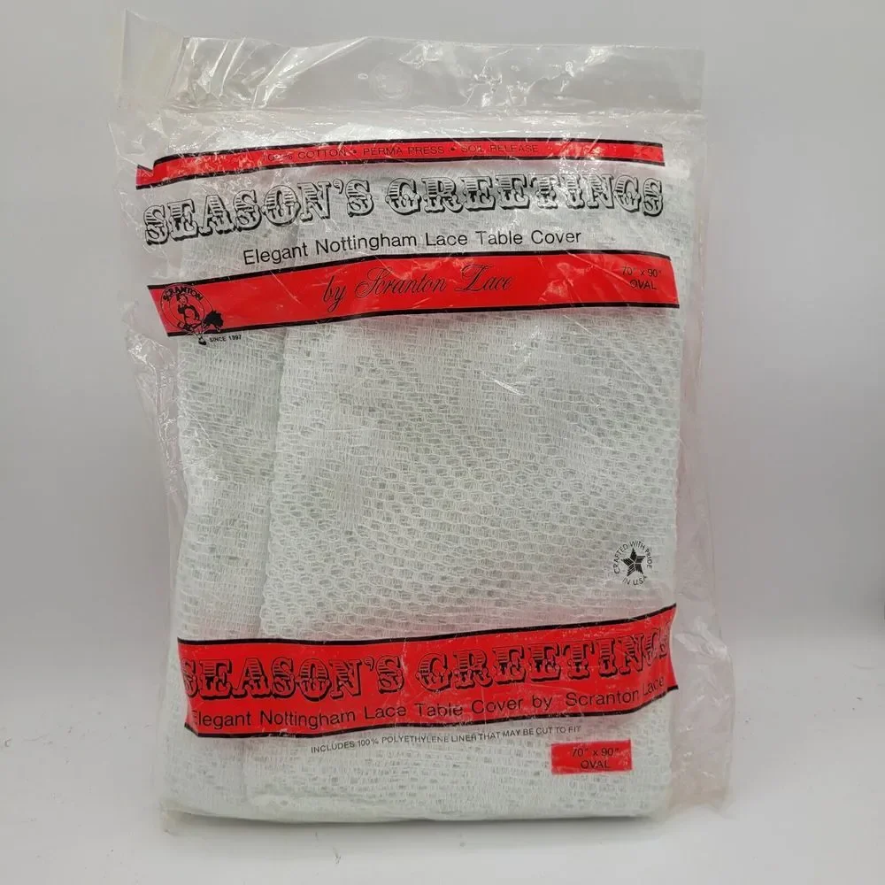 NEW Vtg Scranton Lace Co Nottingham Oval Banquet Tablecloth 70